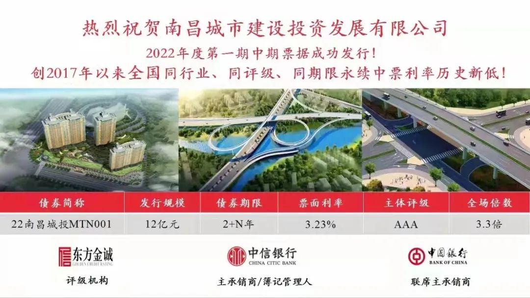 2022首戰(zhàn)告捷！南昌城投集團(tuán)成功發(fā)行12億元中期票據(jù)